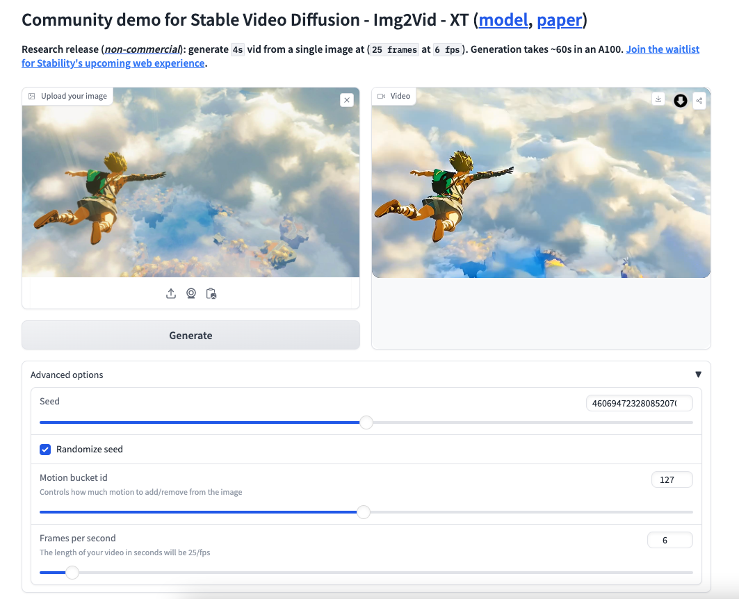 Communityu demo for Stable Video Diffusion