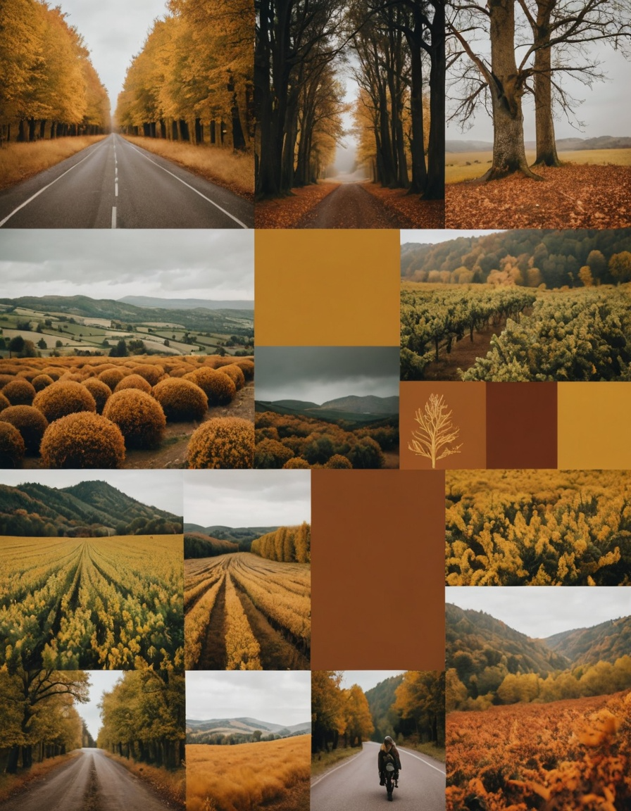 The Product Image1 with Prompt"Moodboard, autumn color palette, Olive Green, Mustard, Rust"