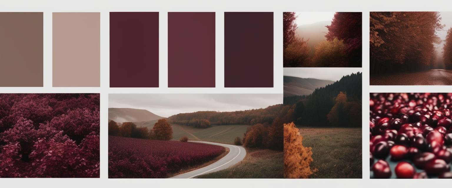 The Product Image1 with Prompt"Moodboard, autumn color palette, Plum, Maroon, Taupe"