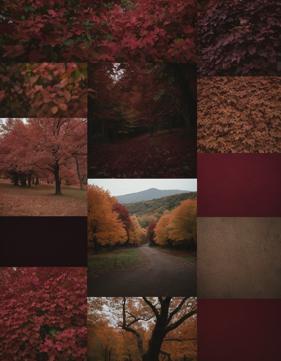 The Product Image2 with Prompt"Moodboard, autumn color palette, Plum, Maroon, Taupe"