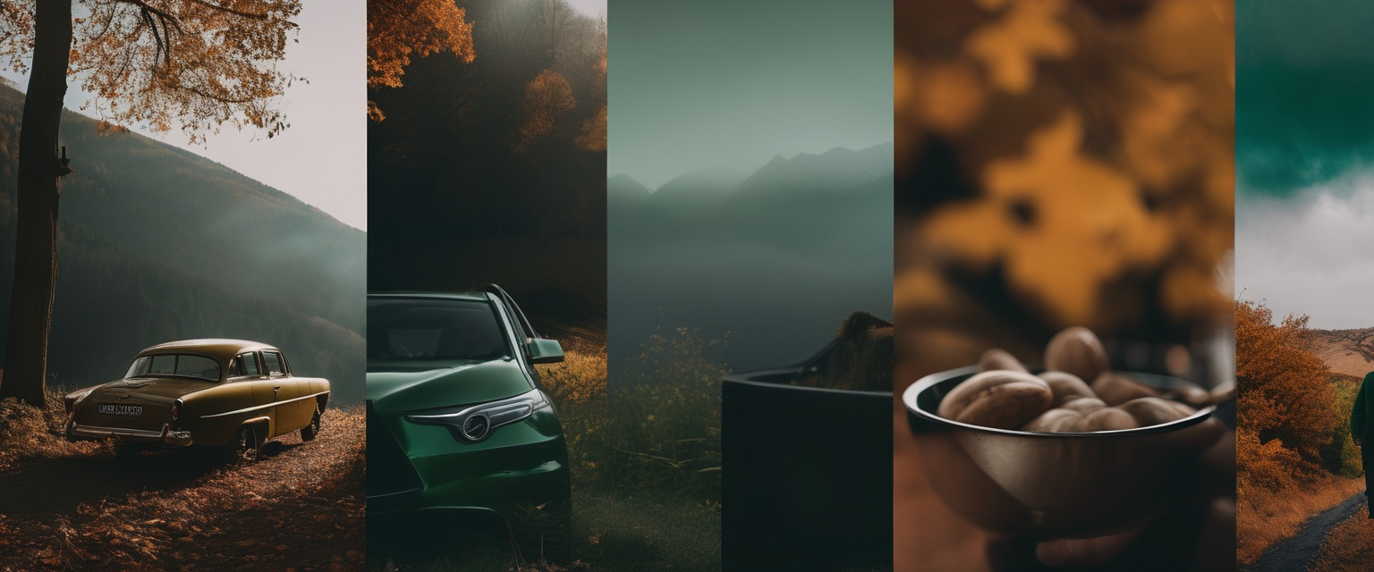 The Product Image1 with Prompt"Moodboard, autumn color palette, Brunswick Green, Titanium, Buff"