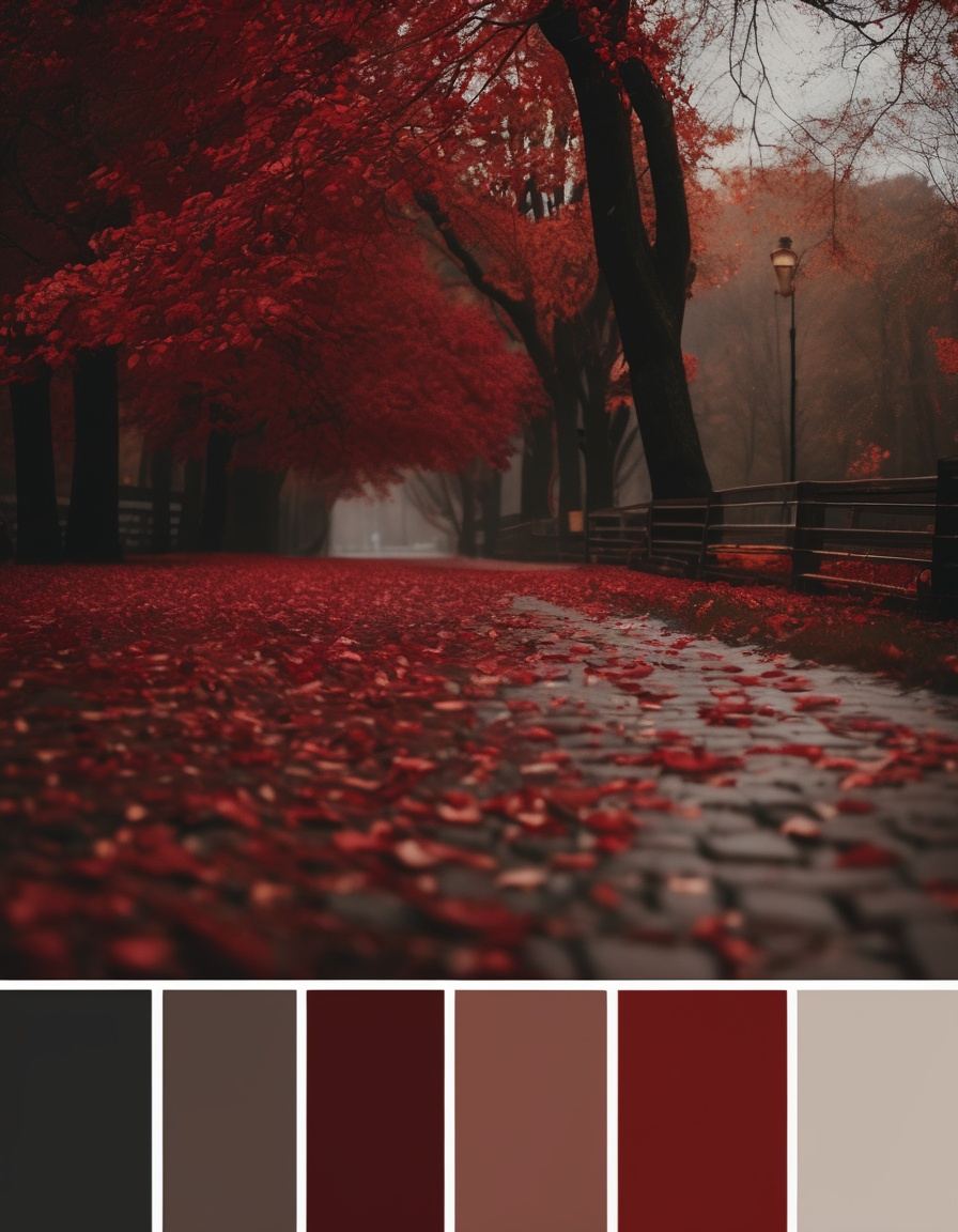 The Product Image3 with Prompt"Moodboard, autumn color palette, Cardinal, Crimson, Ashes"