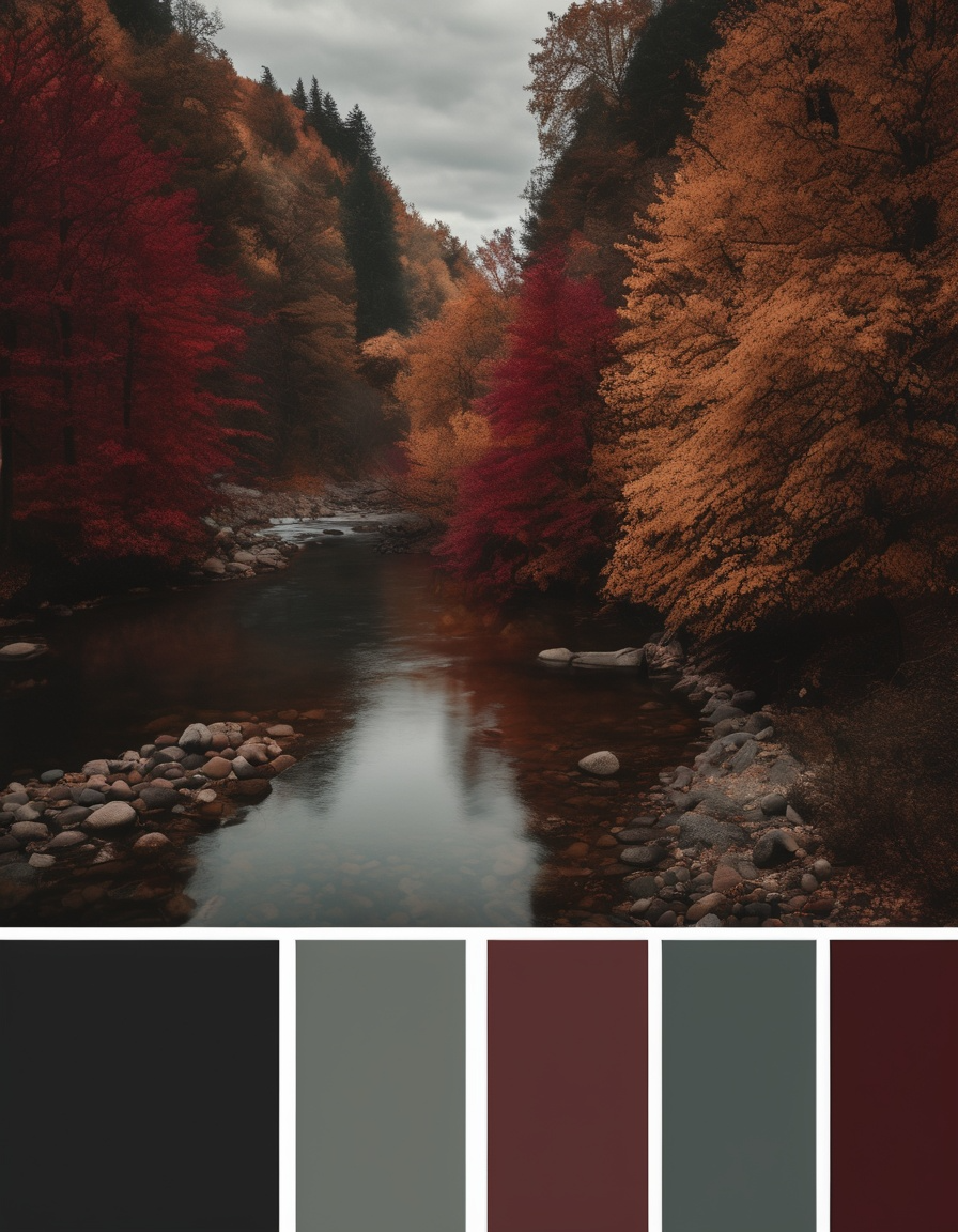 The Product Image3 with Prompt"Moodboard, autumn color palette, Cranberry, Rosewood, Charcoal"