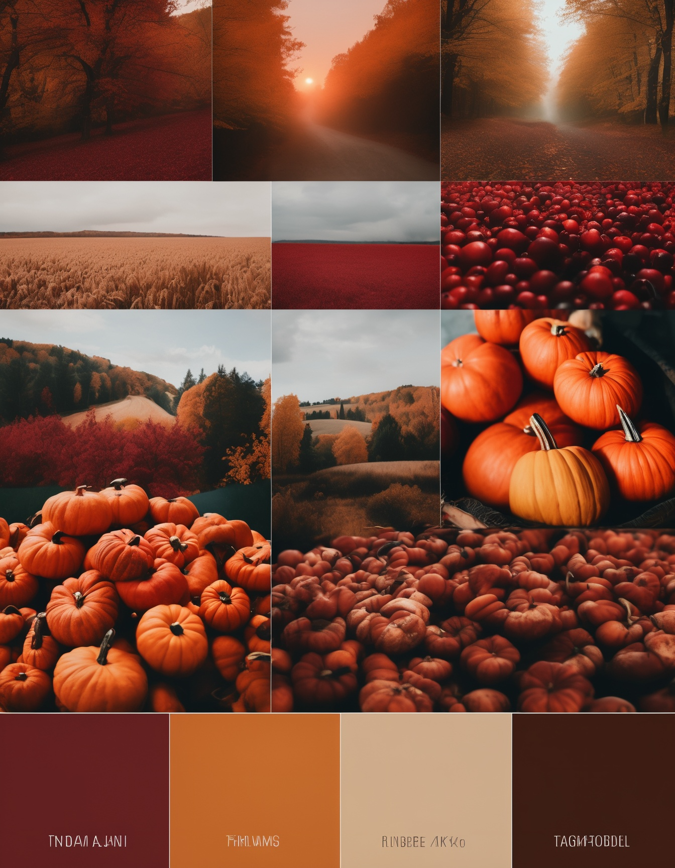 The Product Image3 with Prompt"Moodboard, autumn color palette, Ruby, Pumpkin, Butter"
