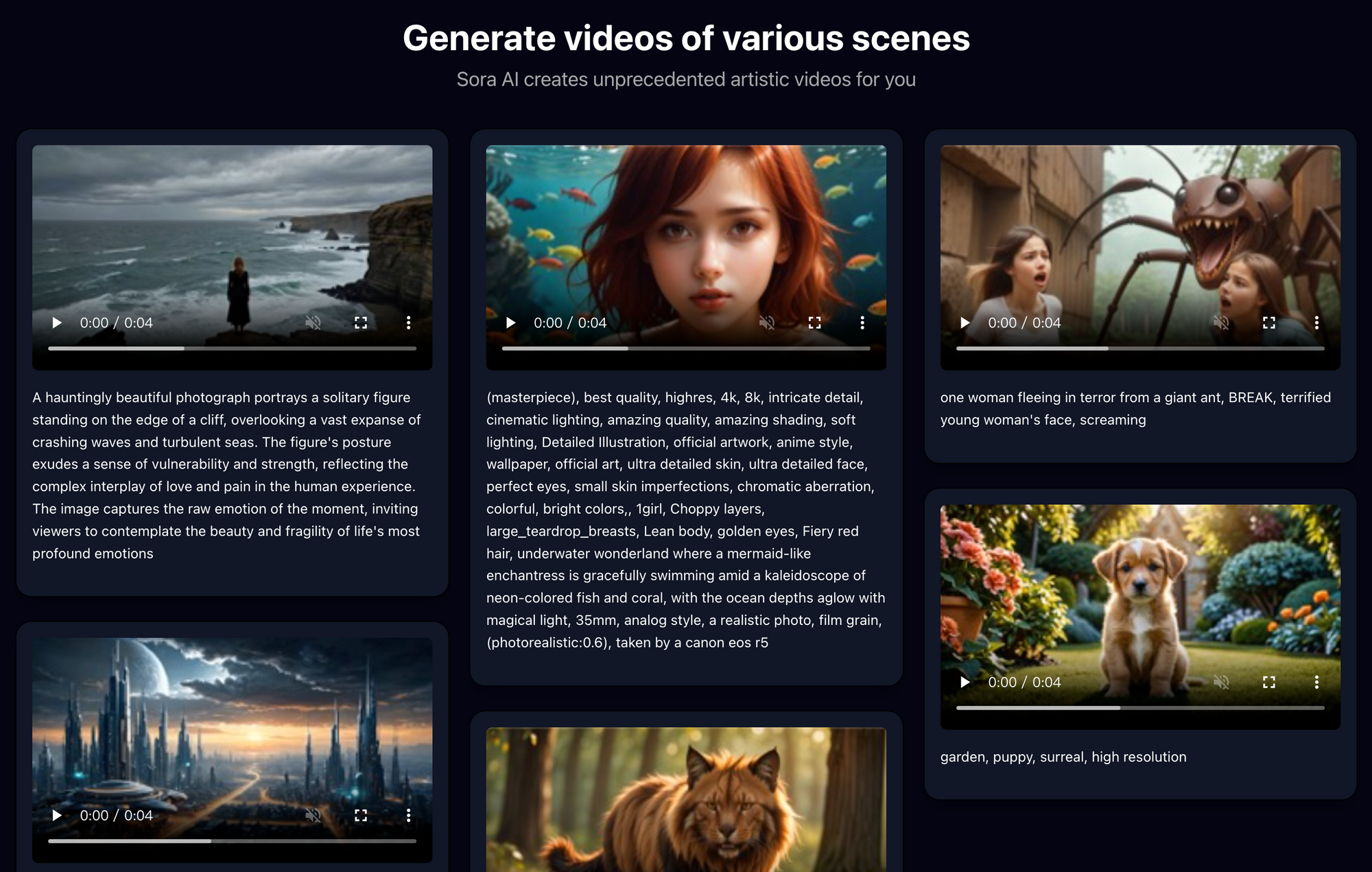 Generate videos of various scenes