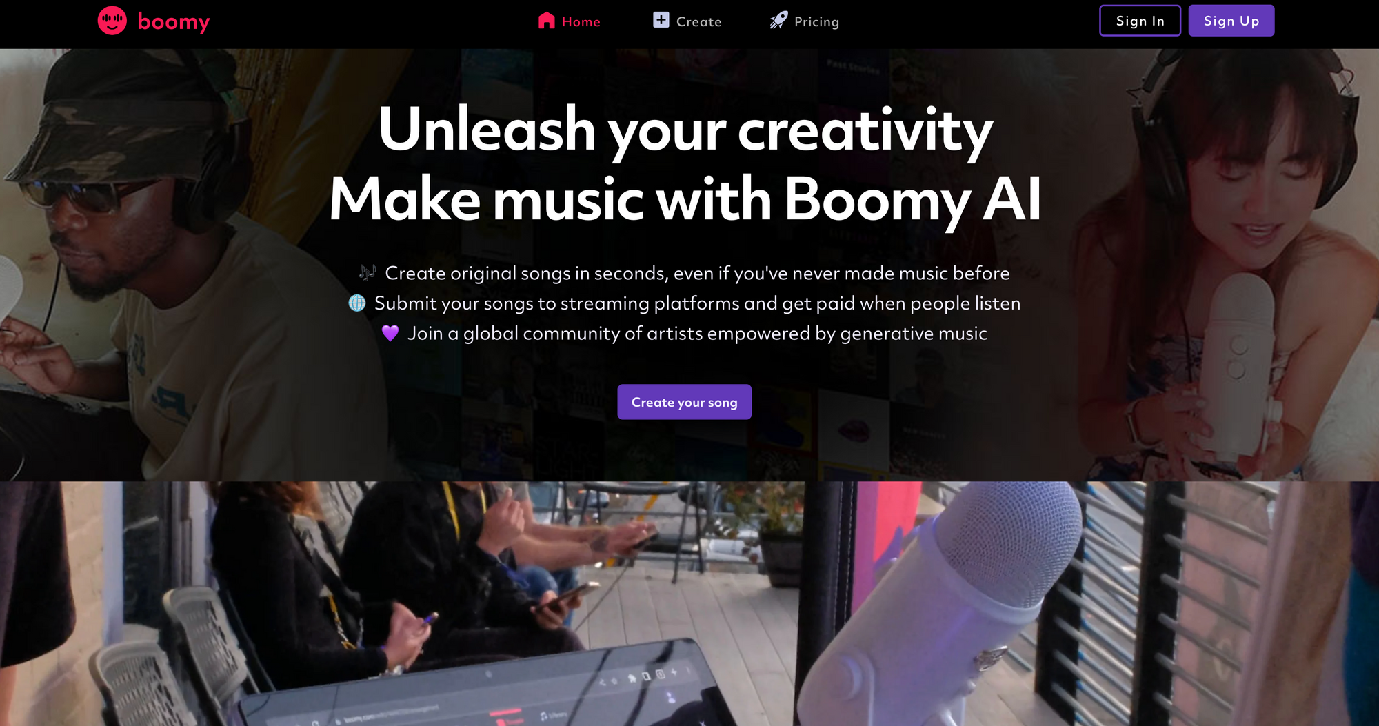 Boomy AI Music Generator free no sgin up