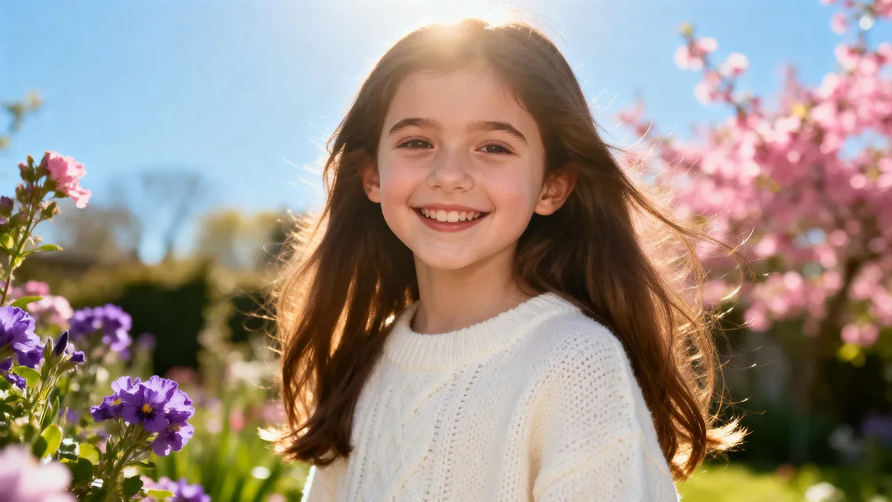 AI Prompt Examples for A young girl wearing a cozy white...