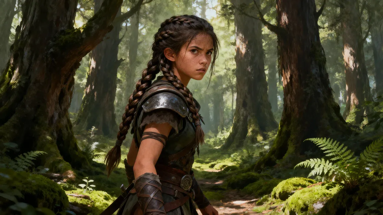 AI Prompt Examples for A fierce warrior girl with braided hair