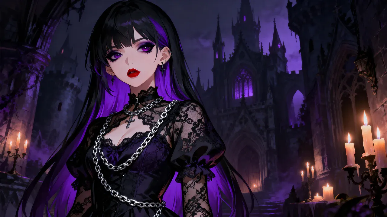 AI Prompt Examples for A goth anime girl