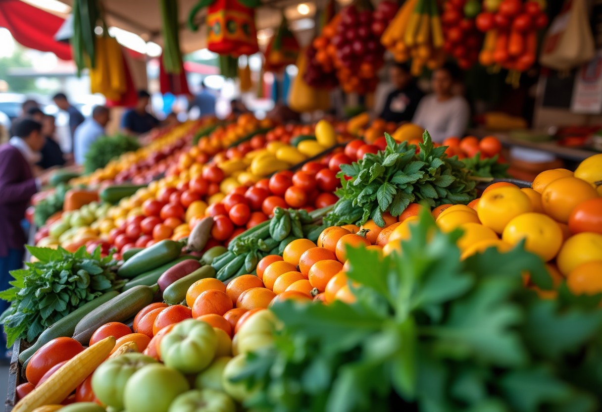 Prompt: “A vibrant market scene filled wit...