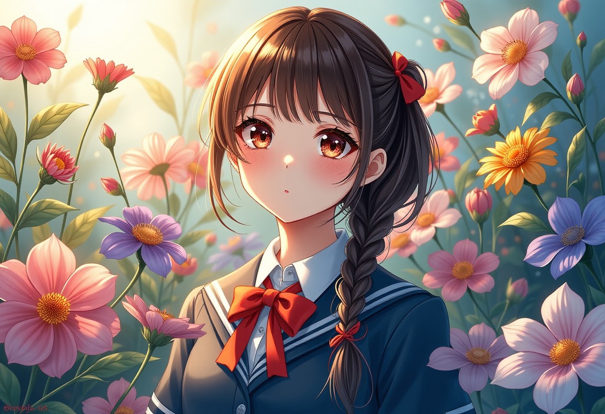 AI Prompt Examples for A portrait of a girl in a school uniform