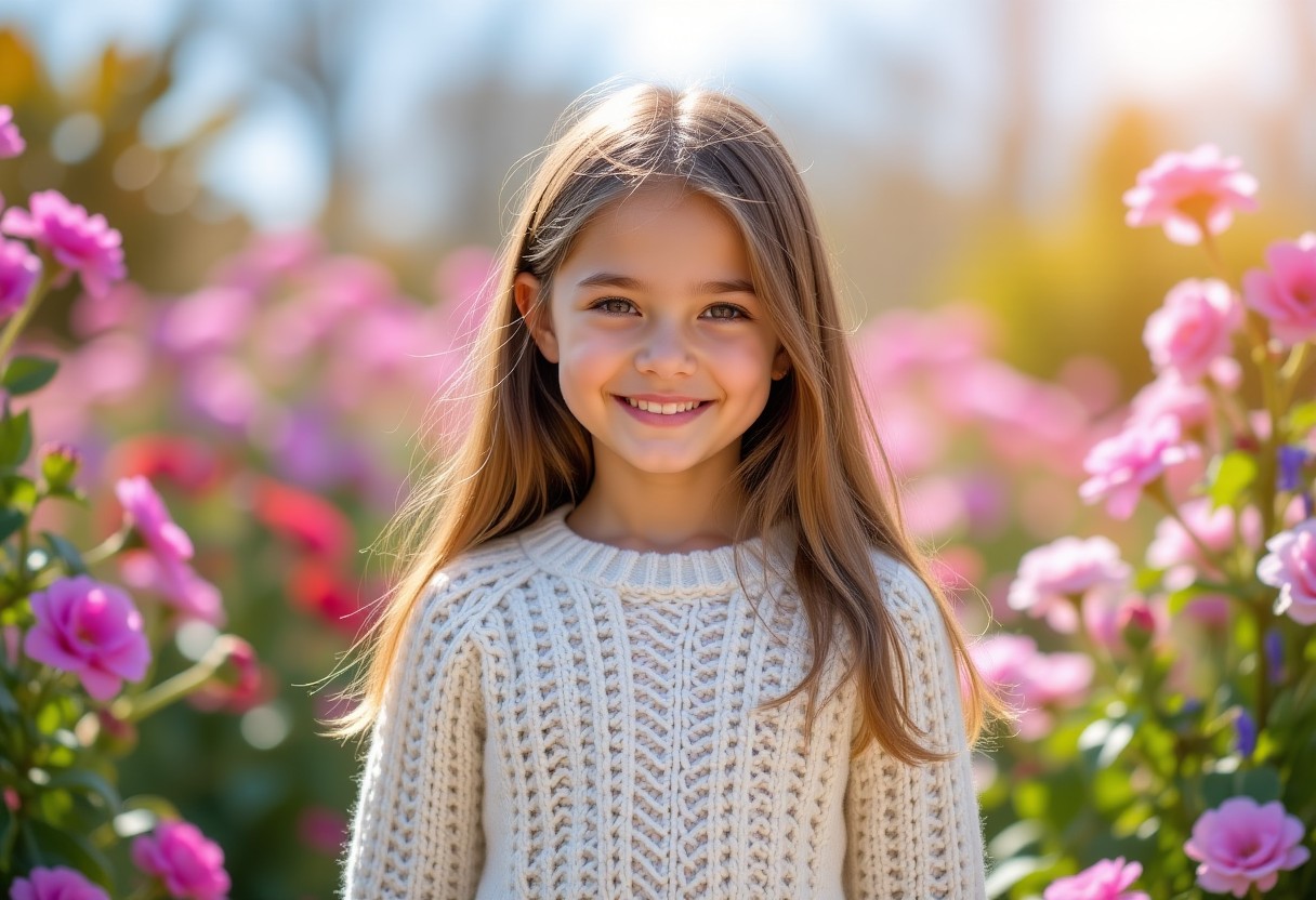 AI Prompt Examples for A young girl wearing a cozy white...