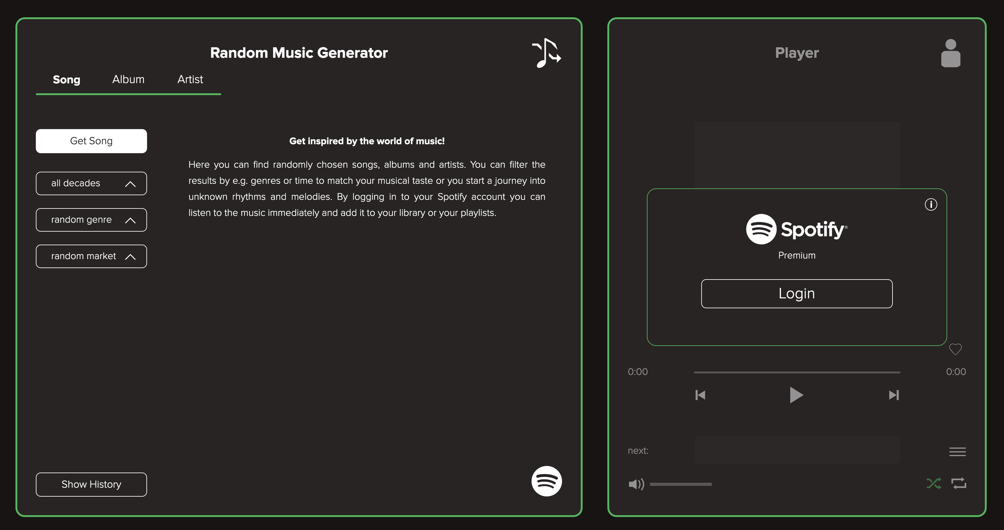 Random Music Generator for Spotify