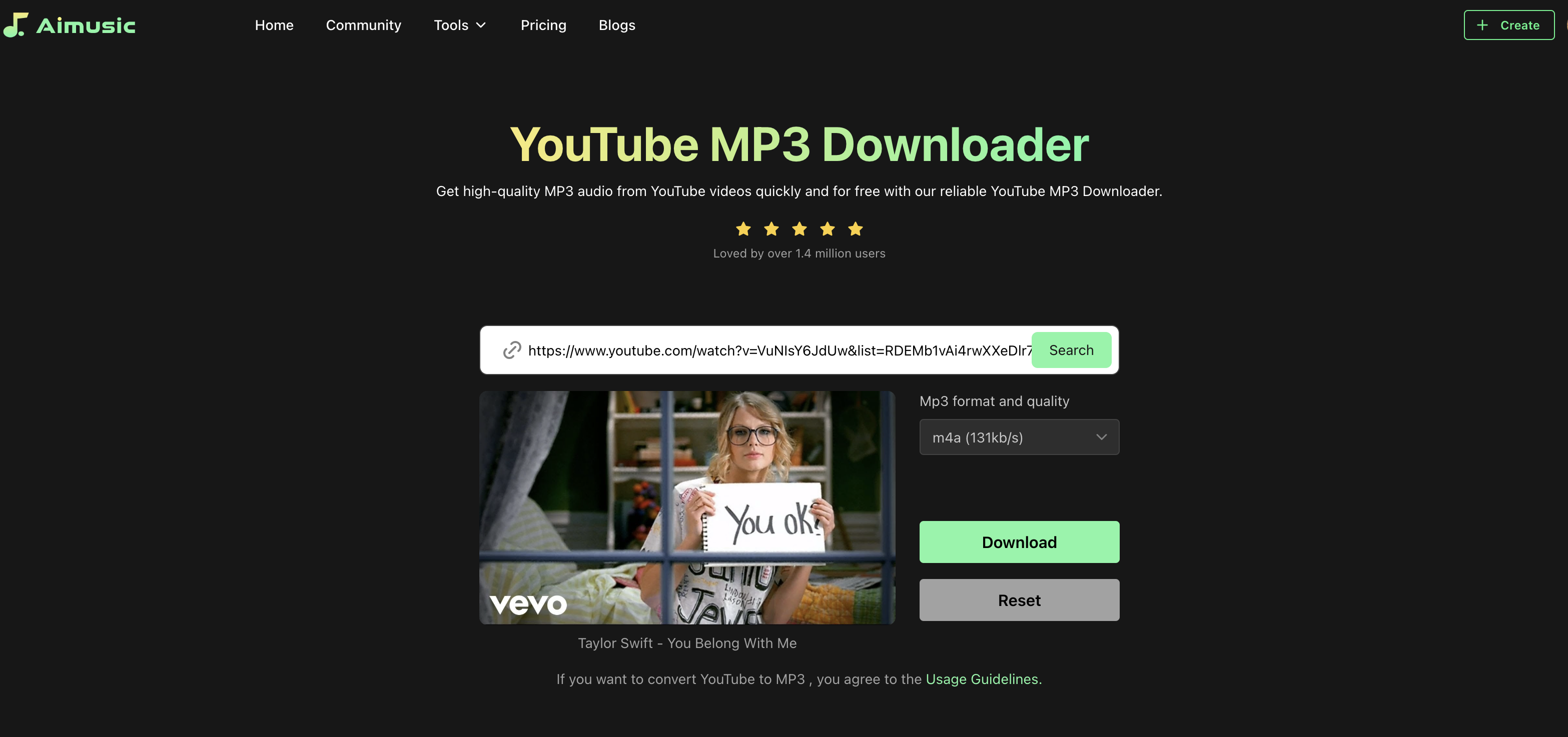 Open a YouTube MP3 Downloader and paste the link into the input bar